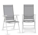 Blumfeldt Almeria Garden Chair, scaun pliabil, set de 2 bucăți, 56, 5 x 107 x 68 cm, ComfortMesh, aluminiu, alb (GDMB8-Almeria-2) (GDMB8-Almeria-2)