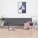 vidaXL Canapea extensibilă cu două perne, gri, piele ecologică (282181) Canapea