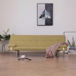 vidaXL Canapea extensibilă cu două perne, verde, poliester (282188) Canapea