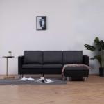 vidaXL Canapea cu 3 locuri cu perne, negru, piele ecologică (282205) Canapea