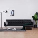 vidaXL Canapea extensibilă în formă de L, negru, piele artificială (282229) Canapea