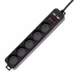 Akyga 5 Plug + 2 USB 1,5 m (AK-SP-05U)