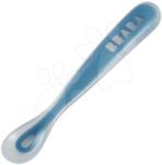 Beaba Linguriţă Beaba Ergonomic 1st age din silicon albastru 17 cm de la 4 luni (BE913381) Set pentru masa bebelusi