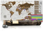  KAPARÓS TÉRKÉP - GREY MAP kaparós világtérkép - Lekaparható világtérkép 100 x 50 cm angol nyelvű - barna hengerben