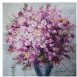 Mendola Tablou pictat manual Geranium roz, dimensiunea 60x60cm
