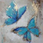 Mendola Tablou pictat manual Butterfly albastru, dimensiunea 40x40cm