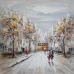Mendola Tablou pictat manual Bus station, dimensiunea 60x60cm