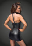 Noir Handmade F172 Powerwetlook Minidress with Eco-Leather Tape L