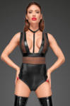 Noir Handmade F183 Powerwetlook Body with Wide Straps, Tulle Inserts and Velvet Choker XL