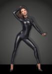 Noir Handmade F162 Powerwetlook Overall with Leash and Two-way Zipper XXL