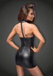 Noir Handmade F172 Powerwetlook Minidress with Eco-Leather Tape S