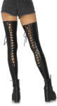 Leg Avenue Wetlook Lace Up Thigh Highs 6925 Black S/M