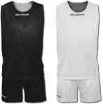 GIVOVA DOUBLE CANOTTA KIT kifordíthatós kosárlabda mez + nadrág KIT - fekete-fehér