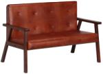 vidaXL Canapea cu 2 locuri, maro, piele naturală (247646) Canapea