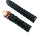  Curea ceas din piele neagra cu cusatura alba + Deployant auriu-roze 14mm 16mm 18mm 20mm 22mm 24mm (WZ3200)