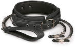 EasyToys Fetish Leather Collar With Nipple Chains