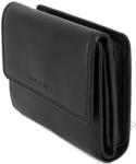 LA SCALA Bőr női kisebb méretű fedeles fekete pénztárca LA SCALA (DN-10090 black)
