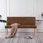 vidaXL Bancă, maro, 139, 5 cm, piele întoarsă ecologică (281333) - vidaxl