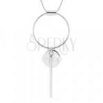Ekszer Eshop 925 ezüst nyaklánc - szögletes lánc, kör kontúr, kisebb kör és pálca