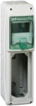  Schneider 13185 Kaedra vízálló kiselosztók 5 modul, 1 sor, 1 db 103x225 mm-es níylással, átlátszó zöld ajtóval, IP65, falon kívüli (13185)