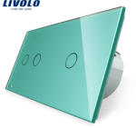 LIVOLO Intrerupator dublu + simplu cu touch Livolo din sticla - culoare verde