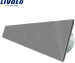 LIVOLO Intrerupator LIVOLO cu touch din sticla cu 5 intrerupatoare simple - culoare gri