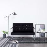vidaXL Canapea cu 2 locuri cu brațe, negru, crom și catifea (282163) Canapea
