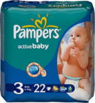  Бебешки пелени, Pampers Active-Baby, 3 22броя