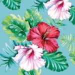 Ambiente Hibiscus Floral Petrol papírszalvéta 33x33cm, 20db-os - szep-otthon