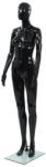 vidaXL Corp manechin feminin, suport din sticlă, negru lucios, 175 cm (142929)