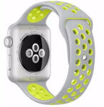iUni Curea iUni compatibila cu Apple Watch Ultra/SE/8/7/6/5/4/3/2/1, 44mm, Silicon Sport, Argintiu/Galben (5031_44)