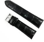  Curea de Ceas din Piele de Vițel - Neagră Lucioasă - Imprimeu Crocodil - 24/20 mm - Cataramă Argintie - WZ3389 (WZ3389)