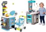 Smoby Set supermarket cu vitrină frigorifică Fresh City Market Smoby cu casă electronică de marcat și bucătărie de jucărie Tefal Studio 360° Bubble cu barbotare magică (SM350218-2)