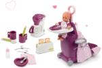 Smoby Set valiză de înfășat pe roți Natur Baby Nurse Smoby și set mic dejun cu aparat de cafea cu prăjitor de pâine Mini Tefal (SM220346-12) Papusa