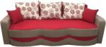 MobAmbient Canapea extensibilă cu extensie pe role, tapițerie de stofă roșu cu cappuccino, 5 perne incluse - MILANO Canapea