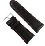  Curea de ceas Neagra din piele naturala si cusatura rosie - 28mm, 30mm, 32mm, 34mm - WZ3410 (WZ3410)