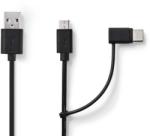 Nedis 2in1 USB-A apa - (MicroUSB + USB-C) apa Szinkronizáló- és töltőkábel 1m - Fekete (CCGB60610BK10)