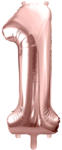 PartyDeco S. r. o 1. szám, fólia lufi, 86 cm, rosegold