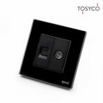 Tosyco Priză Schuko simplă cu ramă din sticlă [CLONE] (TOS-C1TV1L-W)