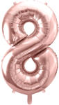 PartyDeco S. r. o 8. szám, fólia lufi, 86 cm, rosegold