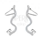 Ekszer Eshop 925 ezüst fülbevaló - kígyó átlátszó cirkóniákból, stekker és horog