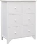 vidaXL Dulap lateral, 6 sertare, alb, 60x30x75 cm, lemn de paulownia (284097) Comoda