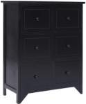 vidaXL Dulap lateral cu 6 sertare, negru, 60x30x75 cm, lemn paulownia (284098) Comoda