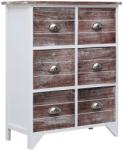 vidaXL Dulap lateral, 6 sertare, maro, 60x30x75 cm, lemn paulownia (284094) Comoda