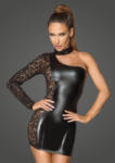 Noir Handmade F215 Asymmetrical Powerwetlook and Lace Dress XL