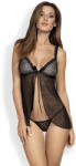 Obsessive 877-BAB-1 Babydoll & Thong Black L/XL