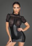 Noir Handmade F204 Minidress with Tulle Top, Bouffant Sleeves and Corset Element L