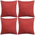 vidaXL Huse de pernă cu aspect de pânză, 80 x 80 cm, burgundy, 4 buc (131569)