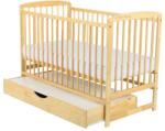 BabyNeeds Patut din lemn Ola 120x60 cm cu sertar Natur (BOOLA02NT)