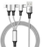  Prémium adat és töltő kábel, 3 az 1-ben, USB-ről Lightning/USB-C/MicroUSB csatlakozó, Android és iPhone készülékekhez, 1 méter, asztroszürke (TB1268)
